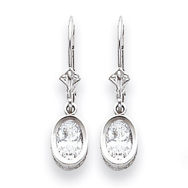 7x5mm Oval Cubic Zirconia Leverback Earrings 14k White Gold XLB106WCZ Diamond, MPN: XLB106WCZ, 8839…