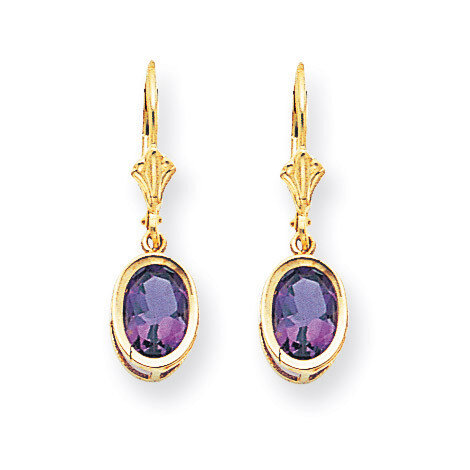 8x6mm Oval Amethyst Leverback Earrings 14k Gold XLB107AM, MPN: XLB107AM, 883957119083