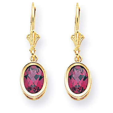 8x6mm Oval Rhodolite Garnet Leverback Earrings 14k Gold XLB107RG, MPN: XLB107RG, 883957119212