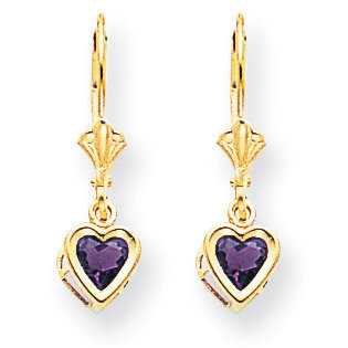 5mm Heart Amethyst Earrings 14k Gold XLB109AM, MPN: XLB109AM, 883957339443
