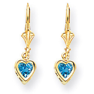 5mm Heart Blue Topaz Earrings 14k Gold XLB109BT, MPN: XLB109BT, 883957341354