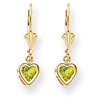 5mm Heart Peridot Earrings 14k Gold XLB109PE, MPN: XLB109PE, 883957338927