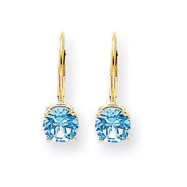 6mm Blue Topaz Leverback Earrings 14k Gold XLB112BT, MPN: XLB112BT, 883957119755