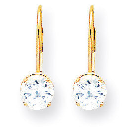 6mm Cubic Zirconia Leverback Earrings 14k Gold XLB112CZ Diamond, MPN: XLB112CZ, 883957119786