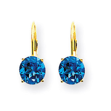 7mm Blue Topaz Leverback Earrings 14k Gold XLB113BT, MPN: XLB113BT, 883957119960