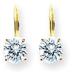 7mm Cubic Zirconia Leverback Earrings 14k Gold XLB113CZ Diamond, MPN: XLB113CZ, 883957119991