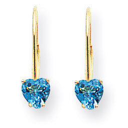 5mm Heart Blue Topaz Leverback Earrings 14k Gold XLB120BT, MPN: XLB120BT, 883957341286