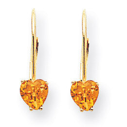5mm Heart Citrine Leverback Earrings 14k Gold XLB120CI, MPN: XLB120CI, 883957338873