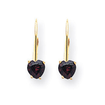 5mm Heart Garnet Leverback Earrings 14k Gold XLB120GA, MPN: XLB120GA, 883957338590