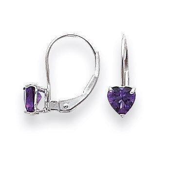 5mm Heart Amethyst Leverback Earrings 14k White Gold XLB120WAM, MPN: XLB120WAM, 883957129693