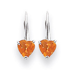 5mm Heart Citrine Leverback Earrings 14k White Gold XLB120WCI, MPN: XLB120WCI, 883957129716