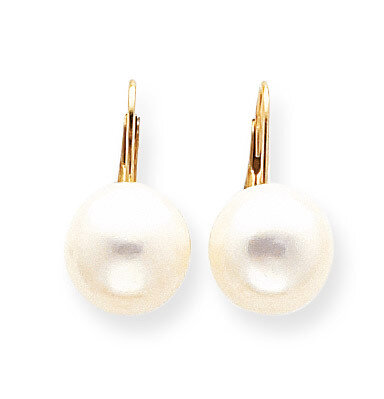 14k Gold10mm-11mm Cultured Pearl White Button Earrings 14k Gold XLB159BL