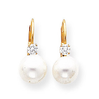 7-7.5mm Cultured Pearl &amp; .17ct. Diamond Leverback Earring Mounting 14k Gold XLB70, MPN: XLB70, 1911…