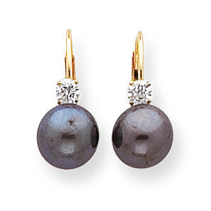 7mm Black Cultured Pearl Diamond Leverback Earring 14k Gold XLB70BP/AA, MPN: XLB70BP/AA, 8839571312…