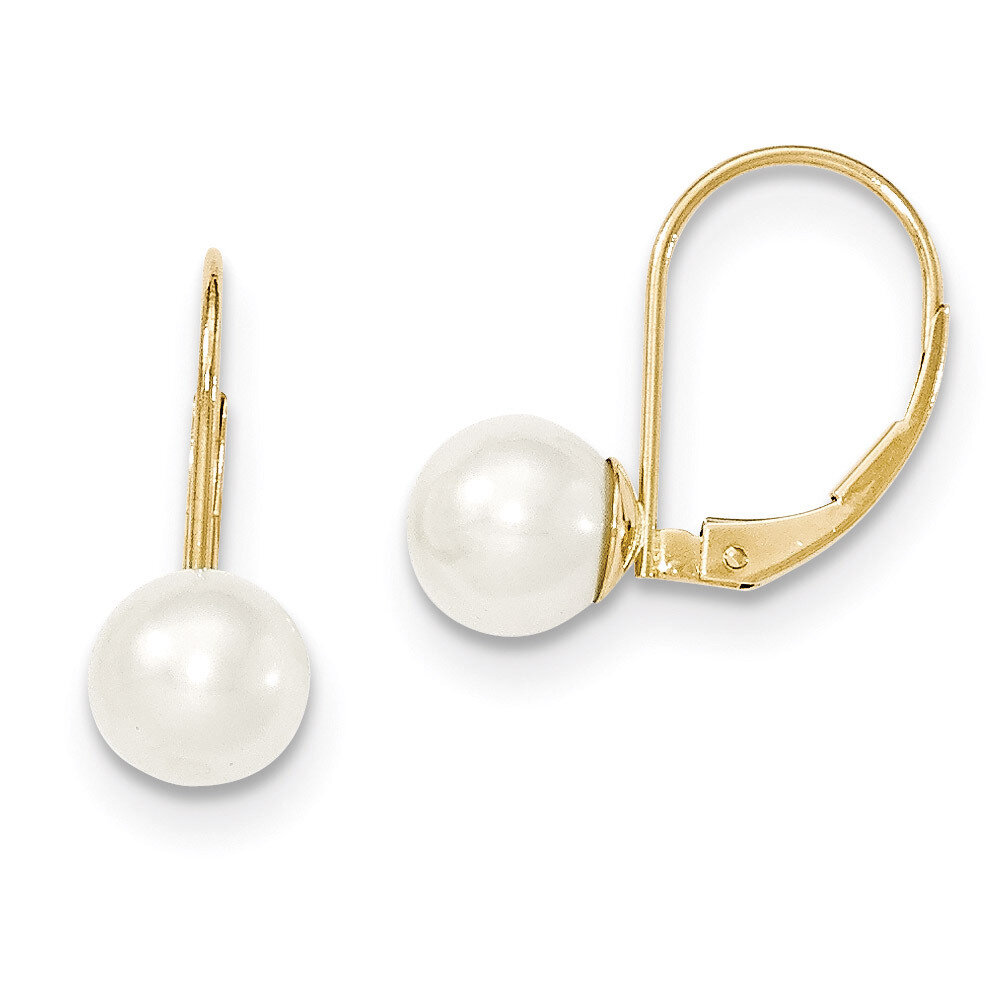 7mm Cultured Pearl Leverback Earrings 14k Gold XLB75PL, MPN: XLB75PL, 883957339887