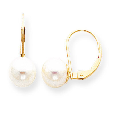 8-8.5mm Cultured Pearl Leverback Earring Mounting 14k Gold XLB85