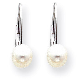 6mm Cultured Pearl Leverback Earrings 14k White Gold XLBW65PL, MPN: XLBW65PL, 883957131436