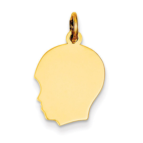 Plain Medium .018 Gauge Facing Left Engravable Boy Head Charm 14k Gold XM110/18