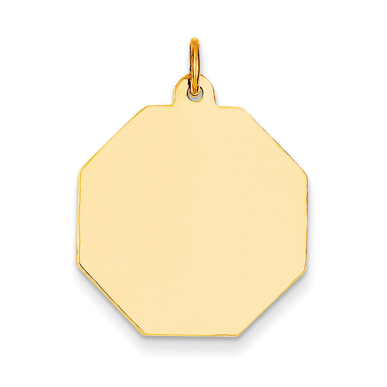 Plain .013 Gauge Engravable Octagonal Disc Charm 14k Gold XM182/13