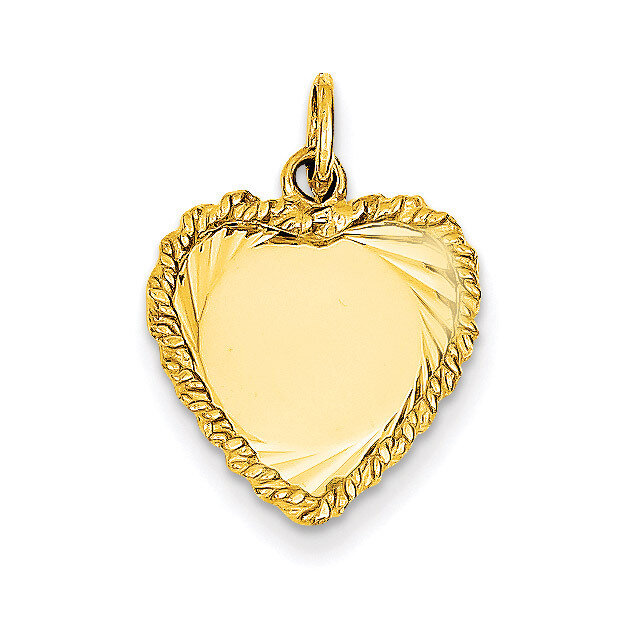 0.013 Gauge Engravable Heart with Rope Disc Charm 14k Gold Polished XM219/13
