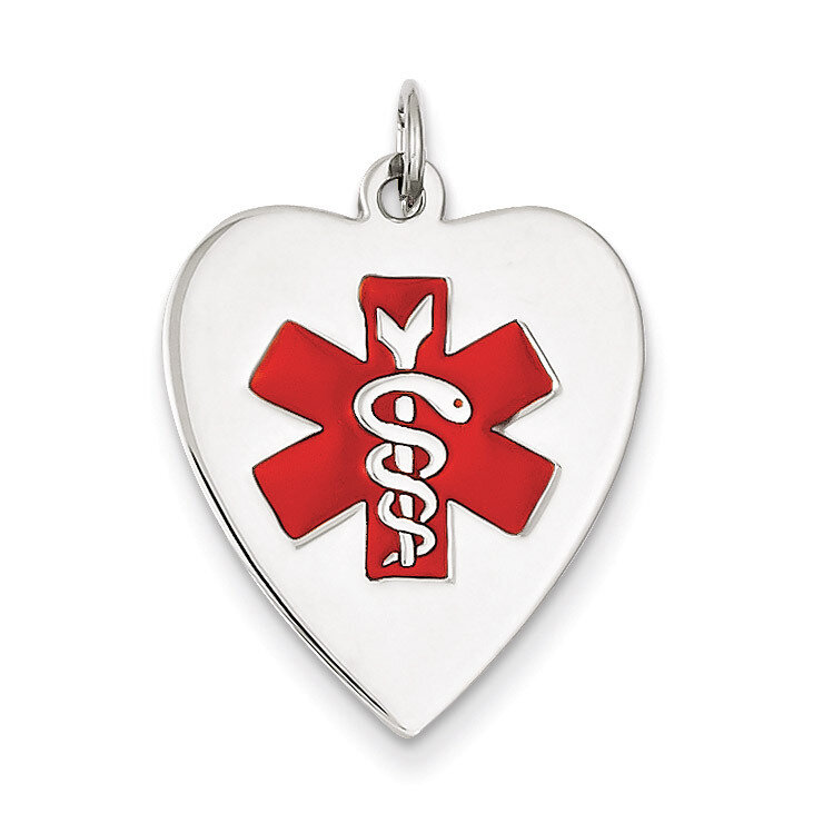 Heart-Shaped Polished Enameled Engravable Medical Jewelry P 14k White Gold XM465