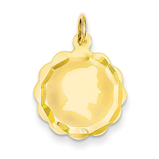 Boy Head on .018 Gauge Engravable Scalloped Disc Charm 14k Gold XM83/18, MPN: XM83/18, 883957379043