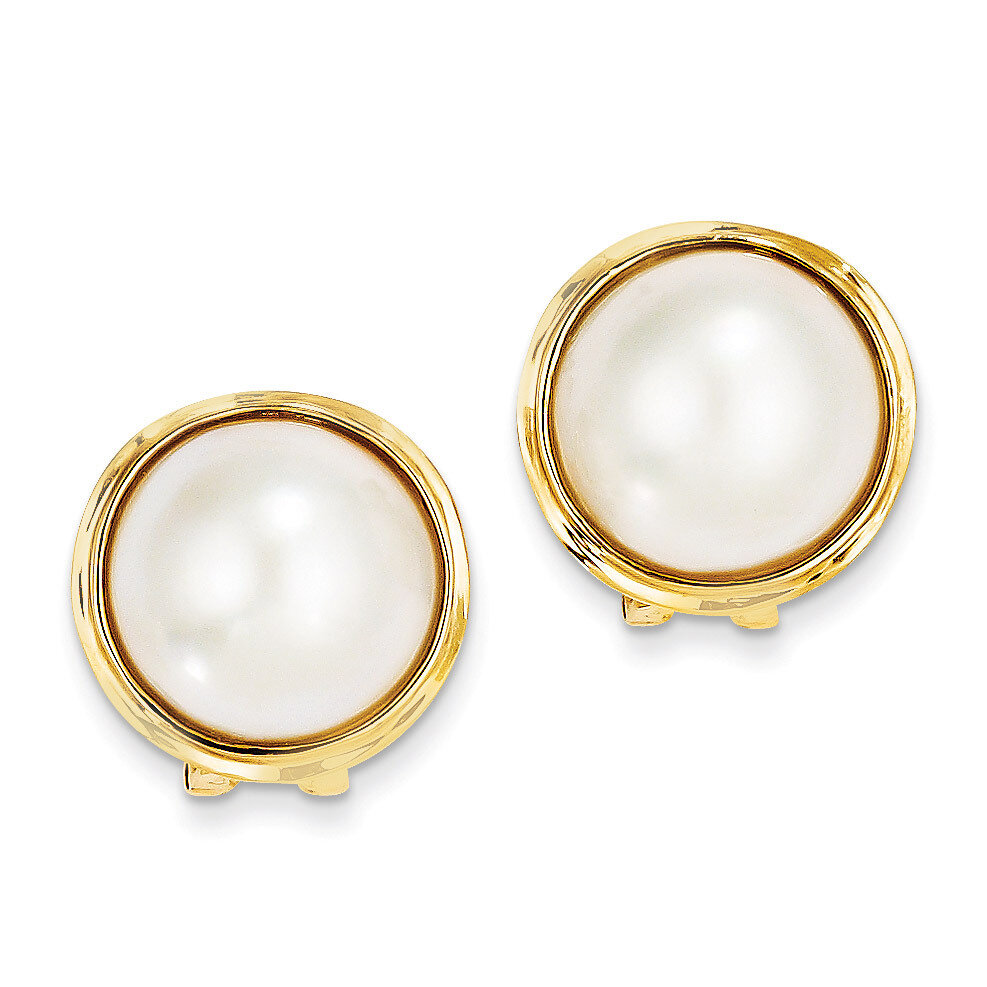 14-15mm Cultured Mabe Pearl Earrings 14k Gold XMP70