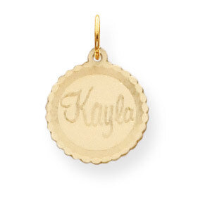 Scalloped Round Disc Nameplate 14k Gold XNA107Y