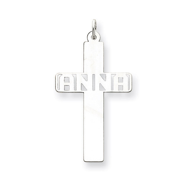 Polished Cross Cut Out Anna Nameplate Sterling Silver XNA335SS