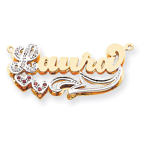 3-Dimensional Diamond &amp; Ruby Nameplate Pendant 14k Gold XNA48, MPN: XNA48, 191101542824