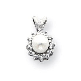 4.5mm Cultured Pearl Diamond pendant 14k White Gold XP1721PL/AAA