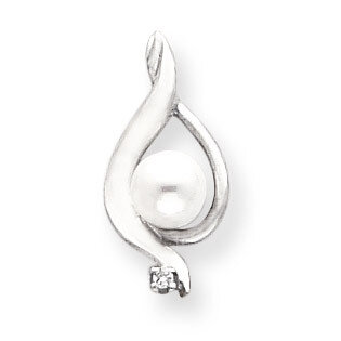 5.5mm Cultured Pearl Diamond pendant 14k White Gold XP1735PL/AAA