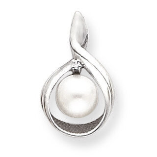 7mm Cultured Pearl Diamond pendant 14k White Gold XP1743PL/AAA