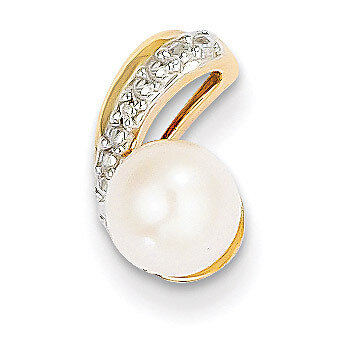 Diamond and 6-7mm Round Cultured Pearl Pendant 14k Gold XP4153