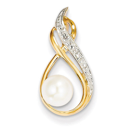 Diamond and 6-7mm Round Cultured Pearl Pendant 14k Gold XP4157