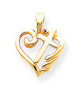 Diamond Heart Cross Pendant 14k Gold XP746AA, MPN: XP746AA, 883957211183