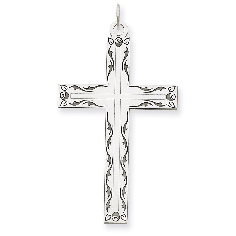 Laser Designed Cross Pendant 14k White Gold XR1015, MPN: XR1015, 886774131047