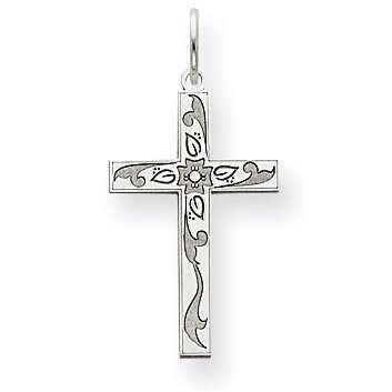 Laser Designed Cross Charm 14k White Gold XR1202, MPN: XR1202, 883957475134