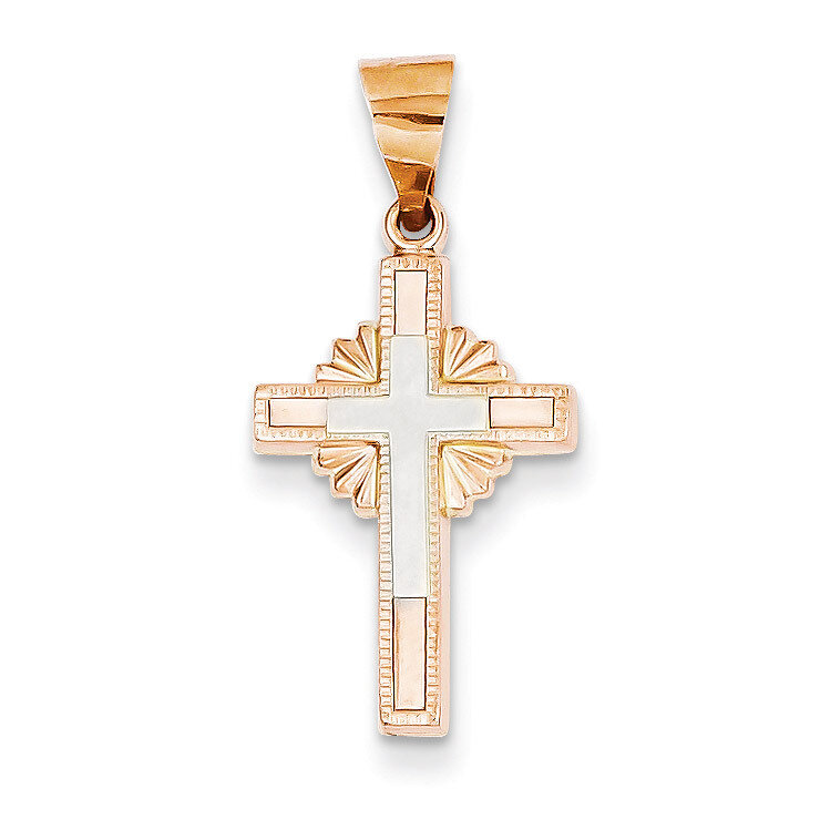 Textured Hollow Cross Pendant 14k Two-Tone Gold XR1225, MPN: XR1225, 883957475141