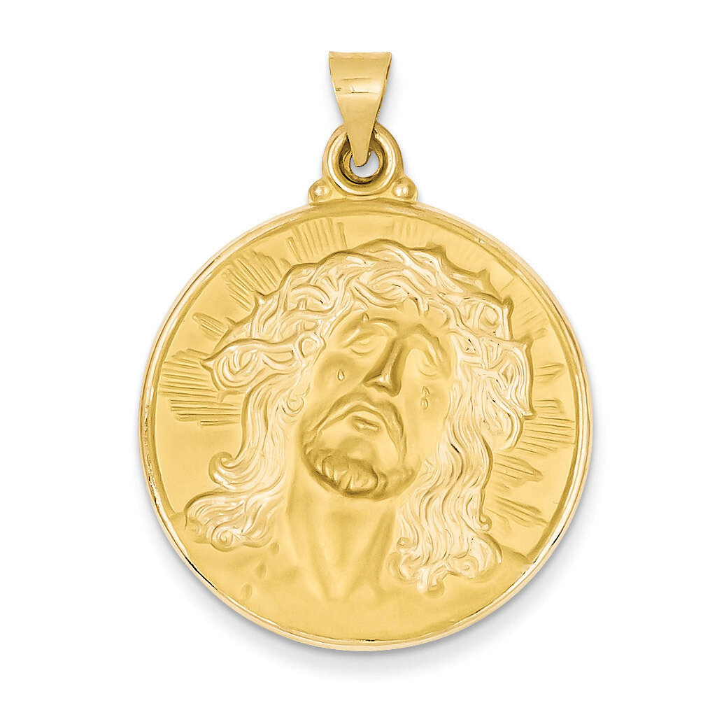 Face of Jesus Medal Pendant 14k Gold Polished and Satin XR1242