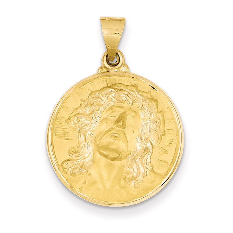 Face of Jesus Medal Pendant 14k Gold Polished and Satin XR1243