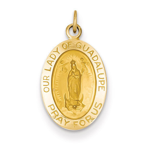 Our Lady of Guadalupe Medal Pendant 14k Gold Polished and Satin XR1249