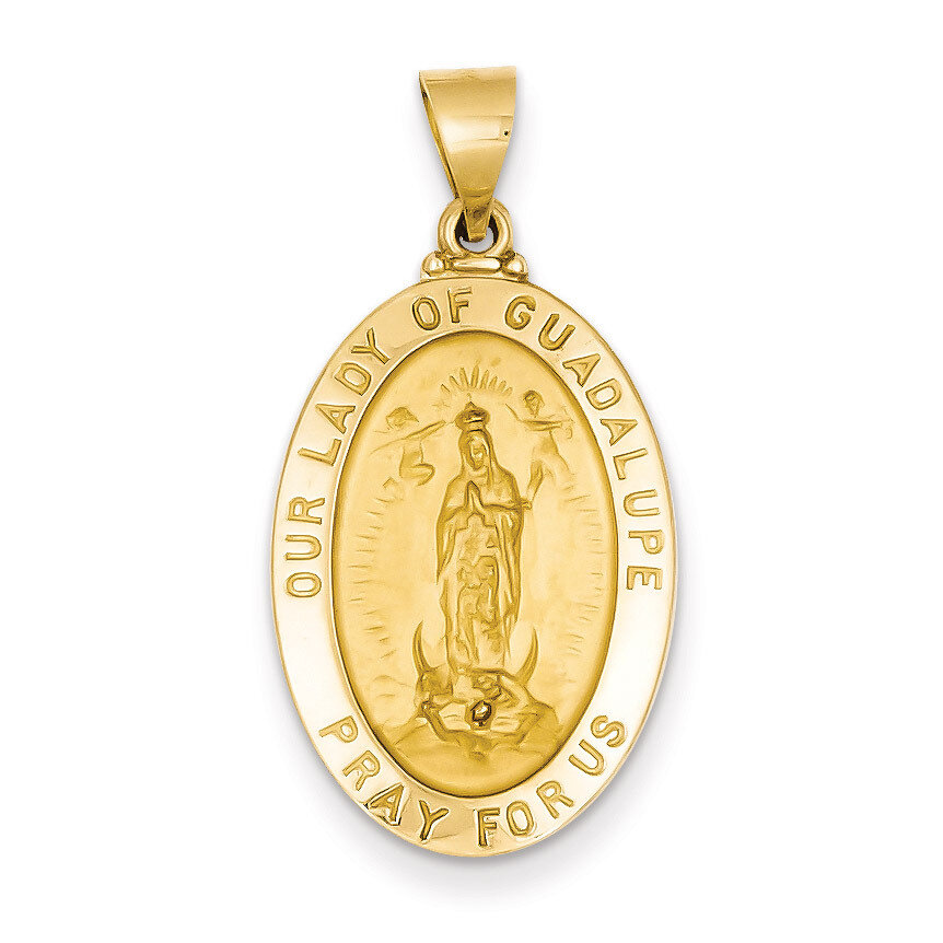 Our Lady of Guadalupe Medal Pendant 14k Gold Polished and Satin XR1251