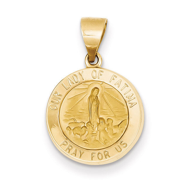 Our Lady Fatima Medal Pendant 14k Gold Polished and Satin XR1253