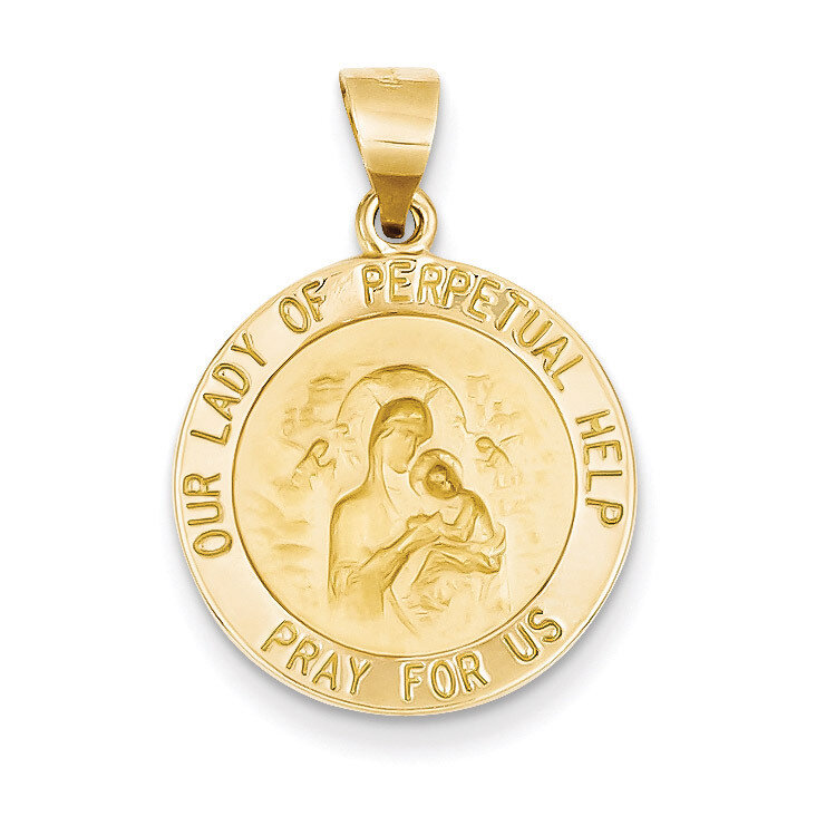 Our Lady of Perpetual Help Medal Pendant 14k Gold Polished and Satin XR1255