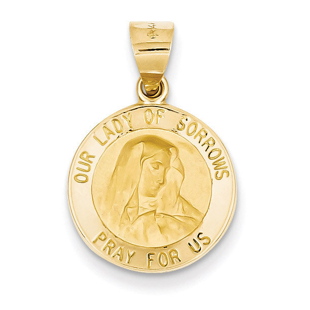 Our Lady of Sorrows Medal Pendant 14k Gold Polished and Satin XR1257
