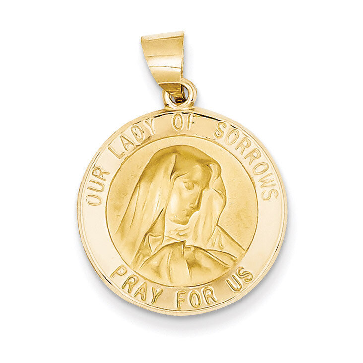 Our Lady of Sorrows Medal Pendant 14k Gold Polished and Satin XR1258
