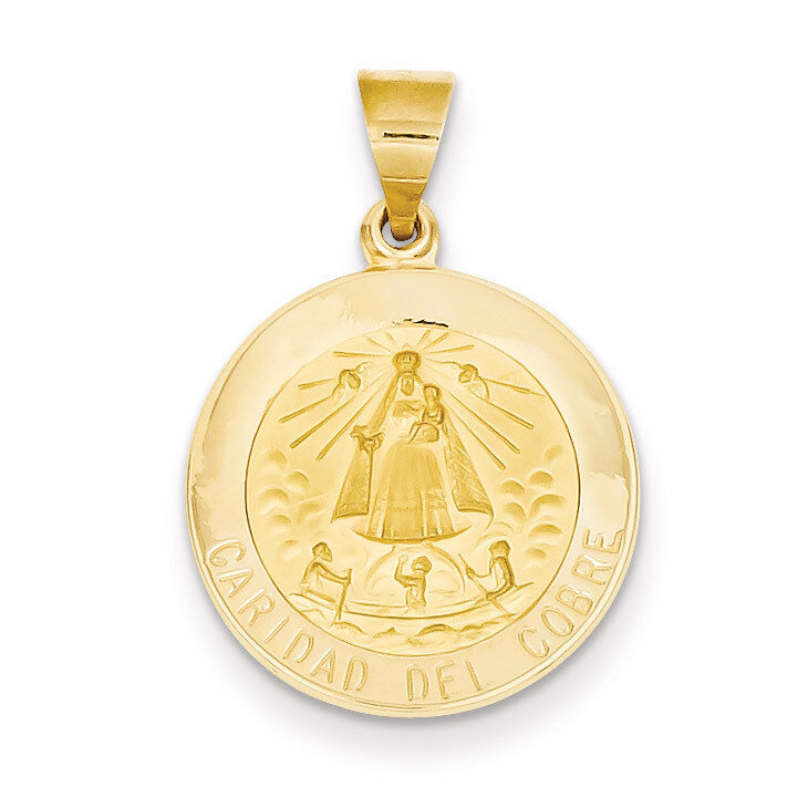 Caridad del Cobre Medal Pendant 14k Gold Polished and Satin XR1260