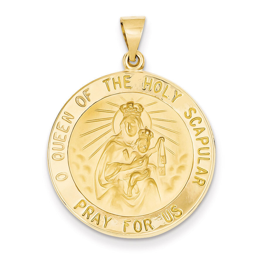 Queen of the Holy Scapular Reversible Medal Pendant 14k Gold XR1267