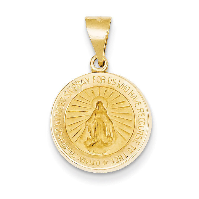 Miraculous Medal Pendant 14k Gold Polished and Satin XR1270